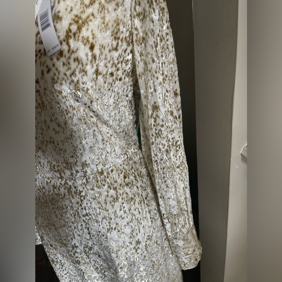Tahari evening midi dress gold white velvet - Picture 4 of 5